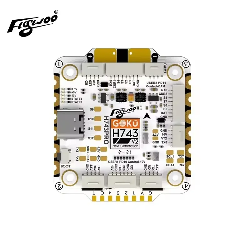 

Flywoo GOKU H743 PRO 55A 32Bit 128K 30*30 Stack H743 PRO Flight Controller with G55M AM32 4in1 ESC Plug&Play O4/O4 Pro for Drone