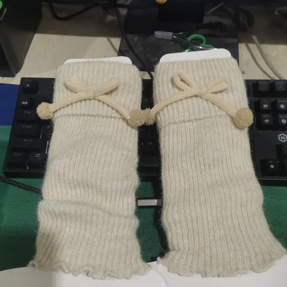 Casual Harajuku Children's Leg Warmers Bow Long Stockings Lolita Knitted Socks Sweet Kawaii Kids Long Socks Autumn