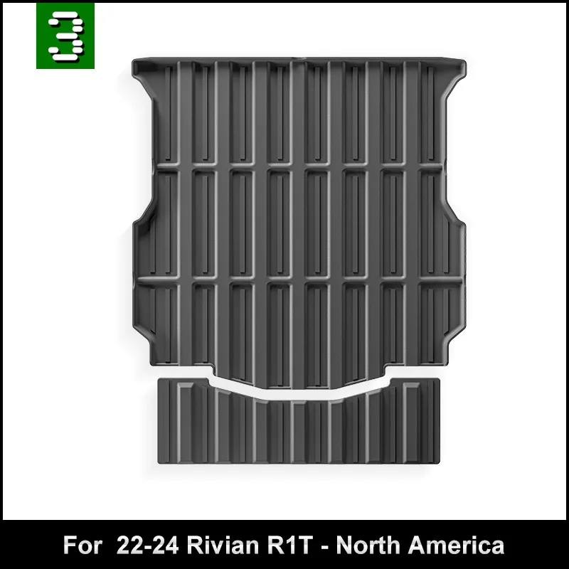 Car Rear Trunk Mat for Rivian R1T 2022-2024 TPE Rear Trunk Protector Pad All Weather Carpet Cargo Liner Pet Anti-kick Pad