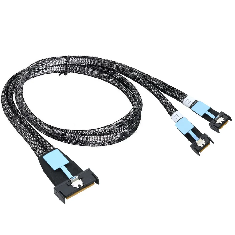 Imagem -03 - Cabo de Servidor Personalizável para pc Gen5 Mcio x8 para Dual Mcio x4 Cabo Adaptador Sff8654 8643 8639 Oculink Sata 3.0 U.2
