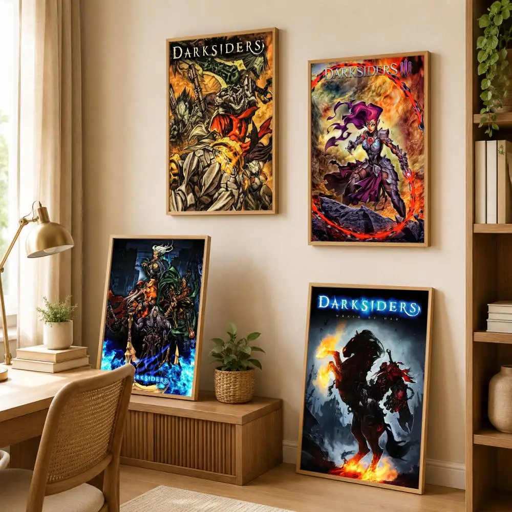 D-Darksiders Game Poster Modern Art Wall Stickers HD Painting Self Adhesive Wall Decals for Bedroom Living Room Home Decor