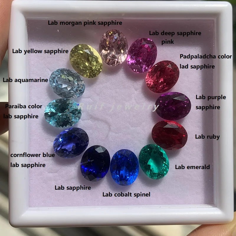 Ruif Nice Lab Grown Gems Collection 8x10mm Lab Emerald Ruby Paraiba Pink Yellow Purple  Blue Color Sapphire Lab Cobalt Spinel