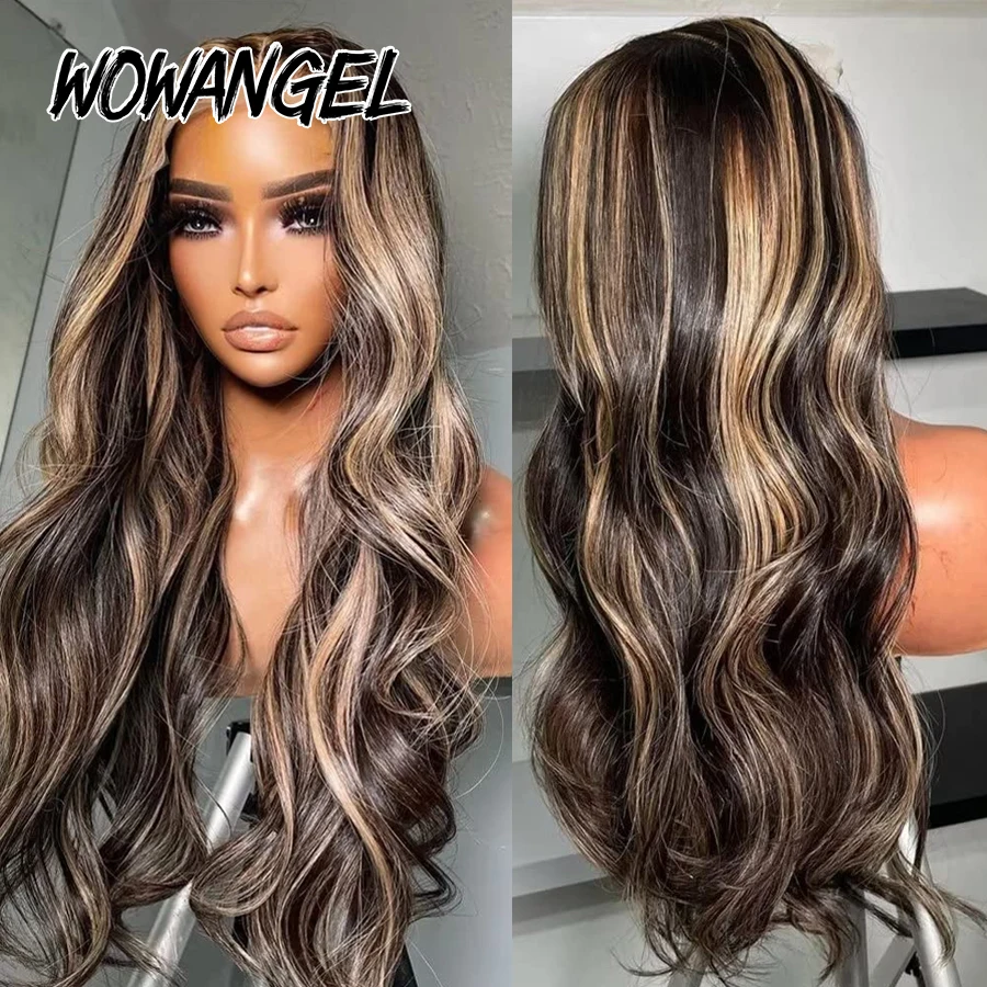WOWANGEL 1B/27 Highlight Body Wave Perücke, kleberlos, 5x5 HD-Spitzenverschluss-Perücke, 100% Echthaar, vorgezupfter natürlicher Haaransatz, blonde Perücke – Detail 6