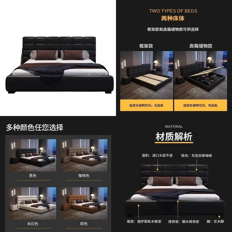 for Lawrence double bed 1.5m 1.8m queen size 2m 2.2m atmospheric master bedroom storage wedding bed