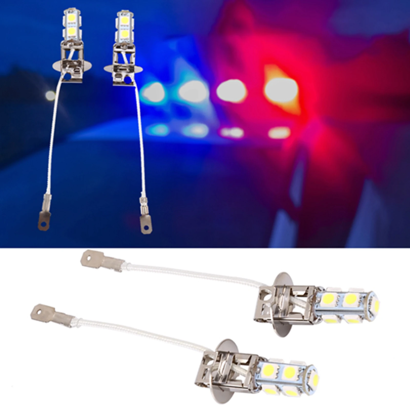 2x H3 5050 White 9 SMD LED DC12V Auto Car Fog Light Lamp LED Bulbs 6500K 300LM H3 5050 9SMD