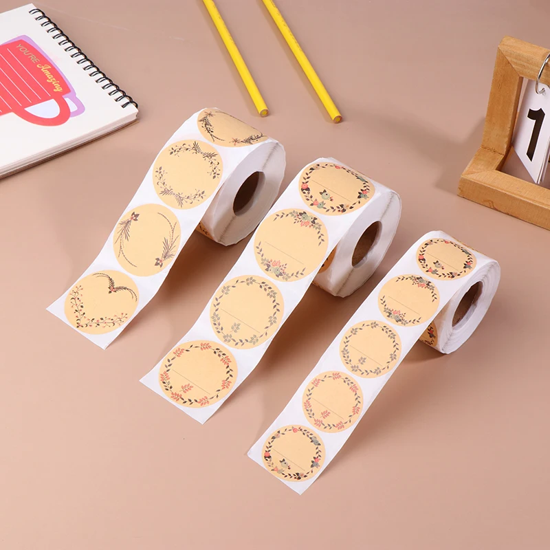 Kraft Paper Fower Plant Stickers Gift Packaging Handwritten Blessings Stickers Sealing Decorative Stickers