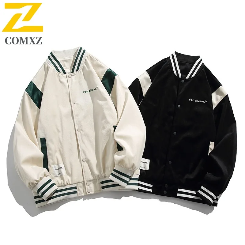 

COMXZ Casual Men Jacket Classic Baseball Collar Outdoor Walking Lightweight Coat Street Fashion Windproof Autumn Motorcycle Coat