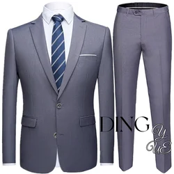 Traje para hombre (chaqueta + Pantalones), conjunto de 2 piezas, informal, Boutique, vestido de negocios, traje de novio de boda, abrigo, Blazers, pantalones, novedad de 2024
