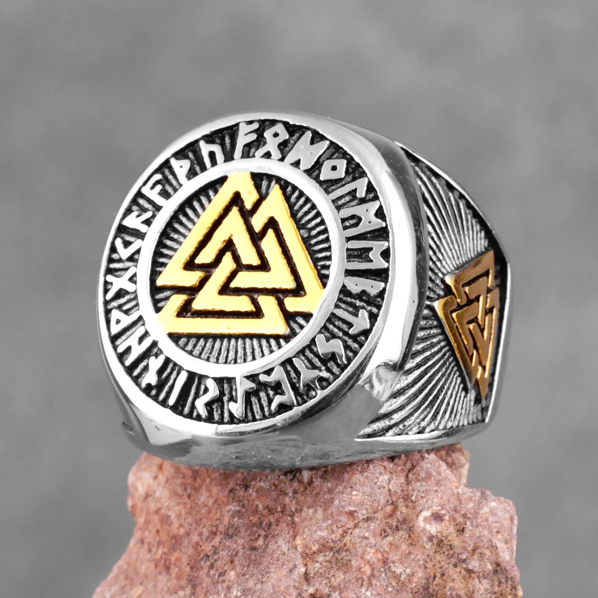 Nordic Mythology Viking Odin Stainless Steel Mens Rings Punk Hip Hop for Male Boyfriend Biker Jewelry Creativity Gift Wholesale