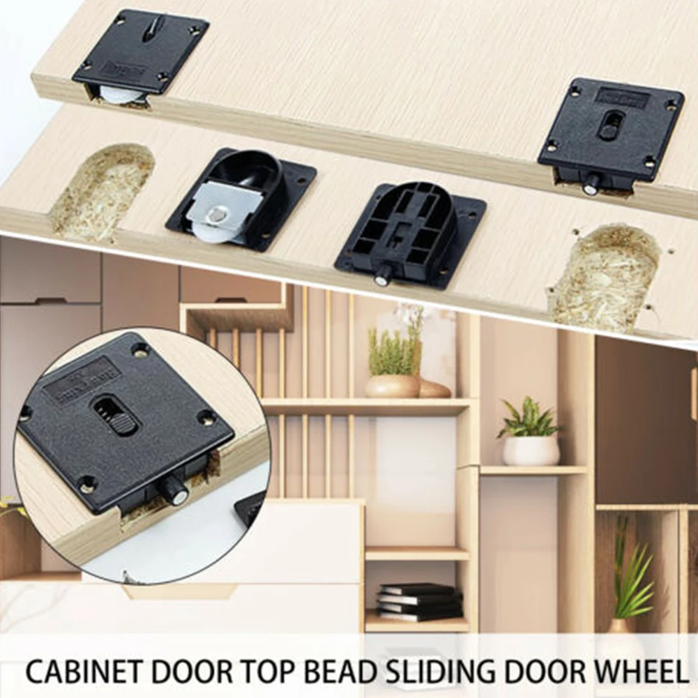 4 Pairs Cabinet Wardrobe Sliding Door Roller Wheel Adjustable Runner Gear Track Door Hardware Home Improvement Sliding Wheels