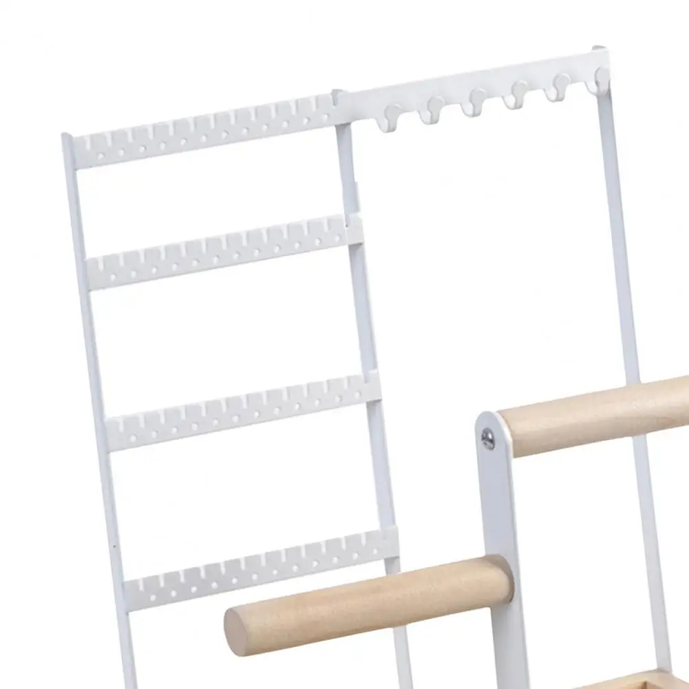 Earring Organizer Multi-tier Jewelry Organizer Stand with Wooden Tray Necklace Holder Earring Display Rack Bracelet Ring Storage