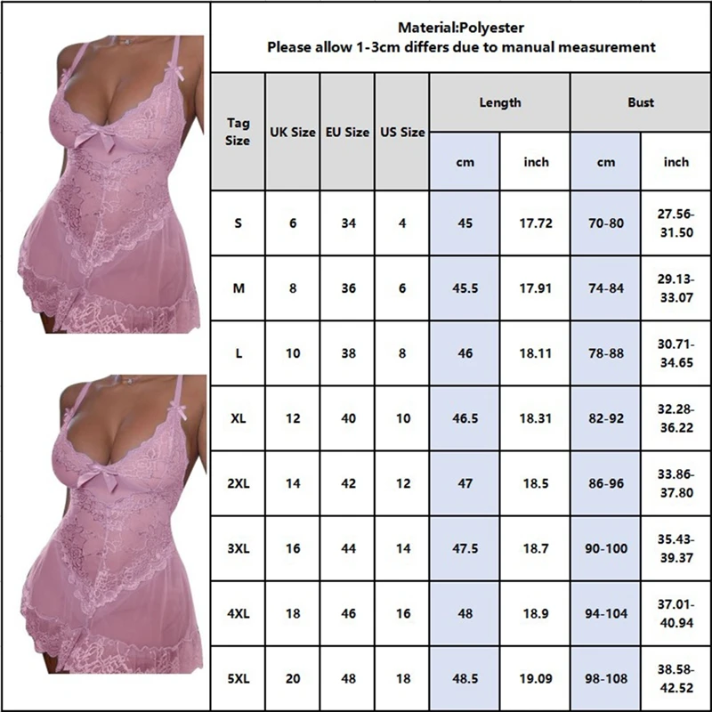 Plus Size Women Sexy Lace Nightdress Night Dress V Neck Sleeveless Spaghetti Straps Mesh See-through Nightgown Exotic Lingerie