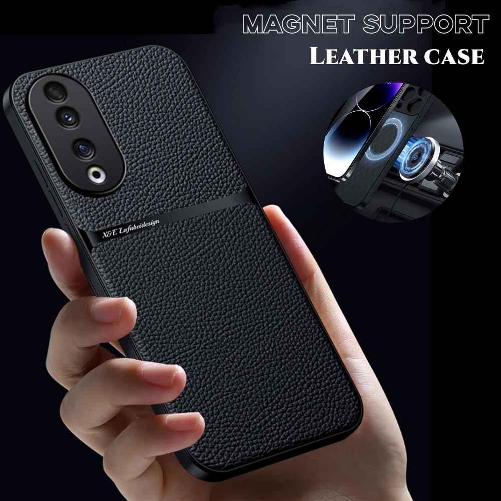 Magnetic Case For Huawei Mate 60 50 40 30 P60 P50 P40 NOVA 10 Pro Leather Texture Silicone Frame Full Protection Back Cover Caes