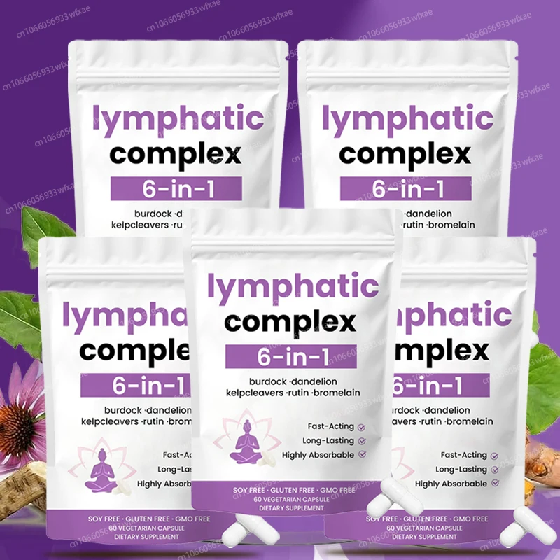 

5Bags Lymphatic Drainage Supplement with Dandelion Immune Support,Cleanse&Detox and Relieves Swelling,Thyroid Health Support
