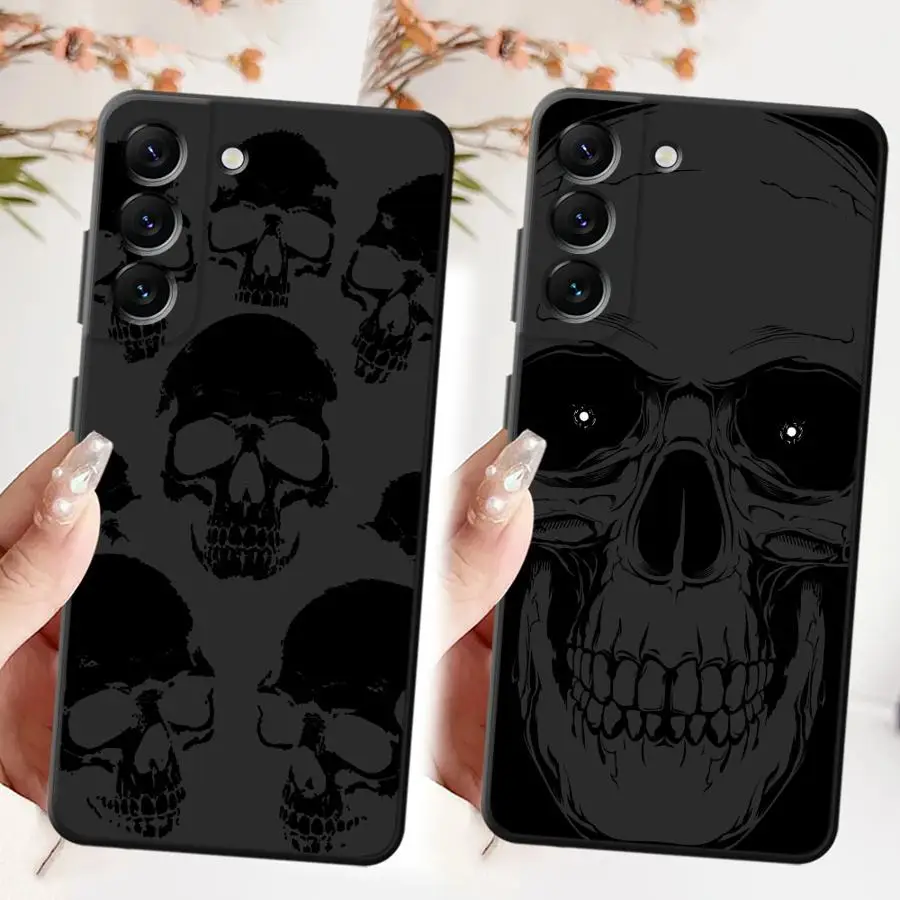 Skeleton Skull Black Soft Phone Cover Case for Samsung Galaxy A25 A71 A22 A52 A41 A23 A53 A26 A72 A51 A73 A36 A24 A55 A32 A35
