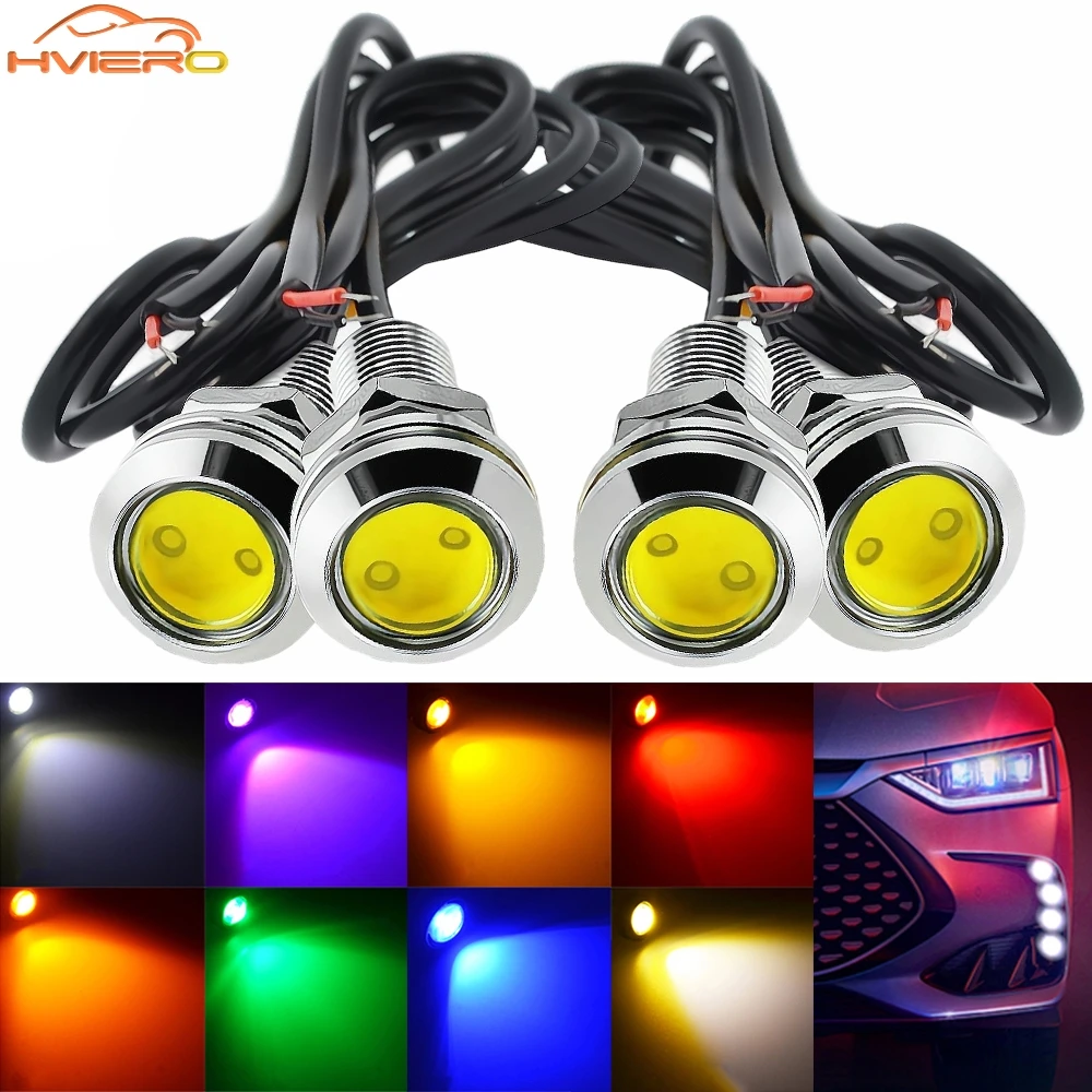 4PCS Auto DRL12V Led Eagle Eye Silver Shell Bulb DayTime Running Turn Signal Lights 18mm Backup Reversing Parking Lamp Fog Light