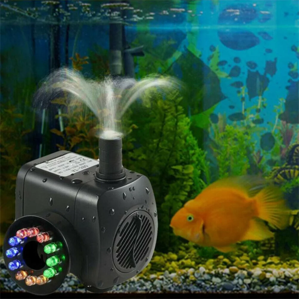 Submersible Water Pump With 12 Led 16w Lights Detachable For Fountain Swimming Pool Aquariums Fish Tank Sponds