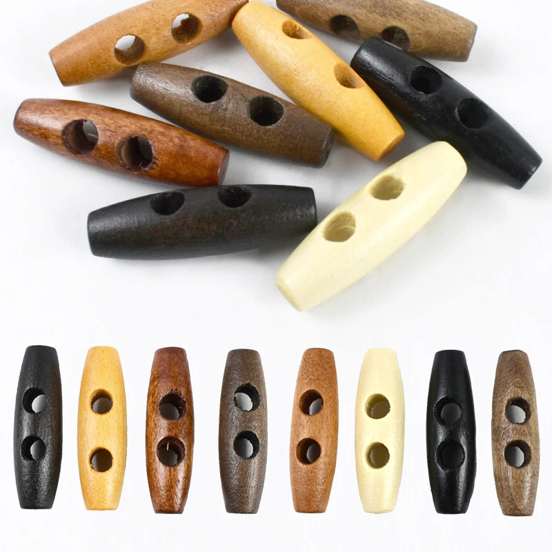 

100Pcs 40/60mm Wooden Toggle Button 2 Holes Sewing Coat Buttons Clothes Decoration Buckle OverCoat Horn Fastener DIY Accessories