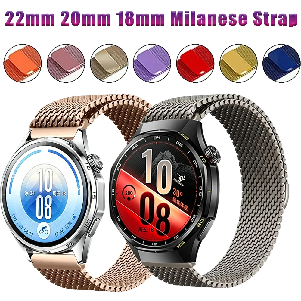 22/20/18mm Milanaise-Armband für Huawei Watch GT7-6-5-4 Pro 46mm 41mm Metallisches Magnetisches Atmungsaktives Band Amazfit Active Max-3/Balance 3