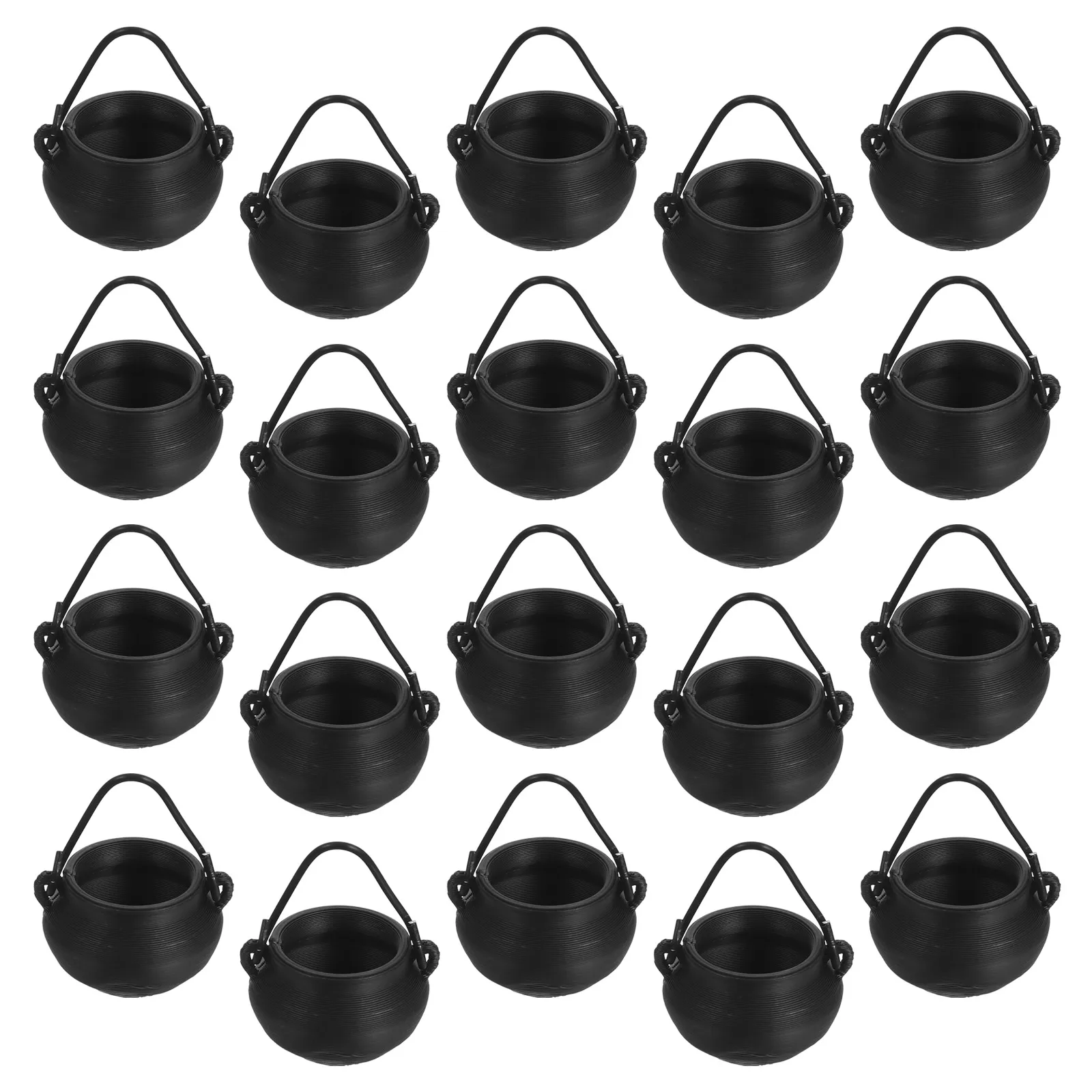 

20 Pcs Halloween Crucible Can Mini Cauldrons Bulk Decorate Candy Holder Black Plastic