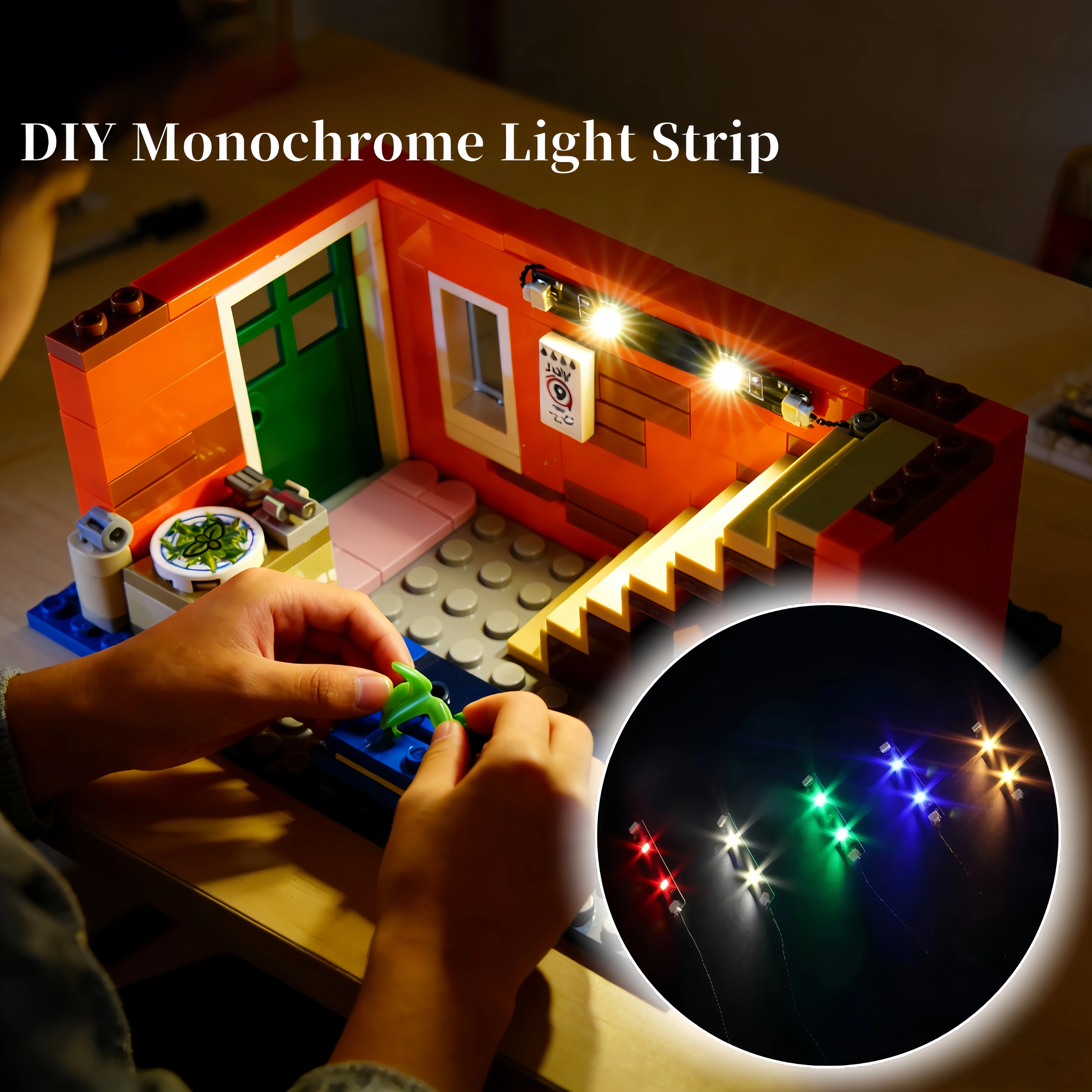 2pcs/1 bag LED Light Accessories For DIY Building Blocks Models Colorful Strip Lights With Adhesive
