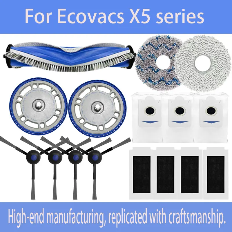 For Ecovacs DEEBOT X5 OMNI/X5 PRO OMNI Robot Vacuum: Consumables Include Main Side Brushes, Dust Bags, Mop Pads, Roller Brushes