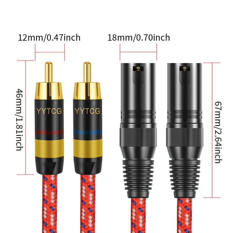 Hi-End Audio Cable Dual RCA to Dual XLR Male/Female RCA to XLR Adapter for Mixer to Amplifier/Effects Processor Connection