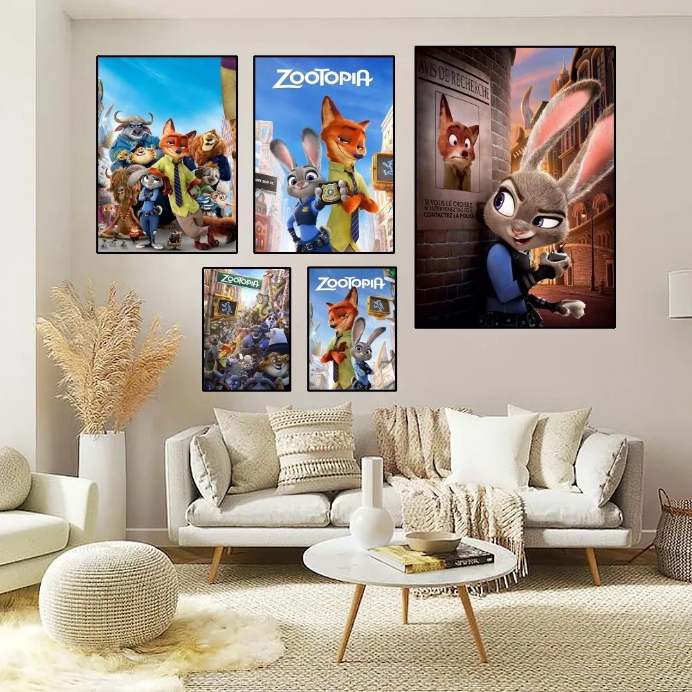 Zootopia Cartoon Poster Home Room Decor Aesthetic Art Wall Painting Stickers