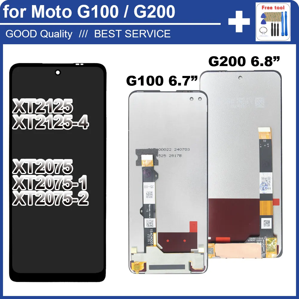 

New Tested LCD for Motorola Moto G100 XT2125 LCD Display With Frame Touch Screen Digiziter Replacement for Moto G200 XT2175 LCD