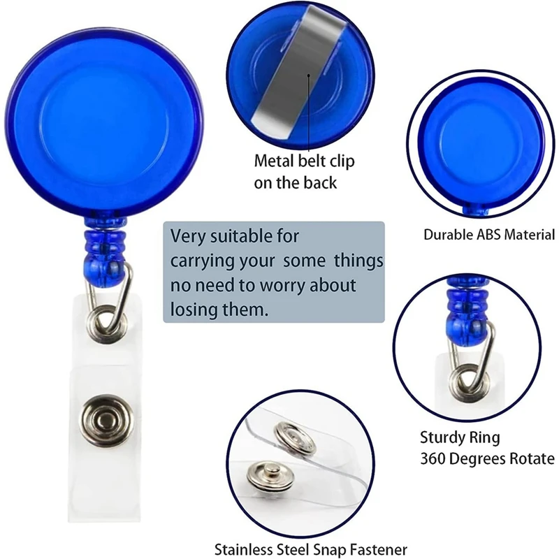 Porte-Danemark ge Rétractable avec réinitialisation Coloré, pour Carte d'Identité et Clé, Lot de 30