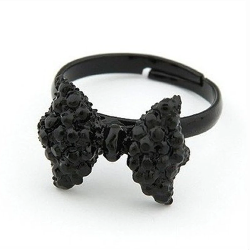 Bow Knot Rings Korean Finger Black Bowknot Ring Size Adjustable Circle For Women Girl Fashion Jewelry Valentine's Day Gifts