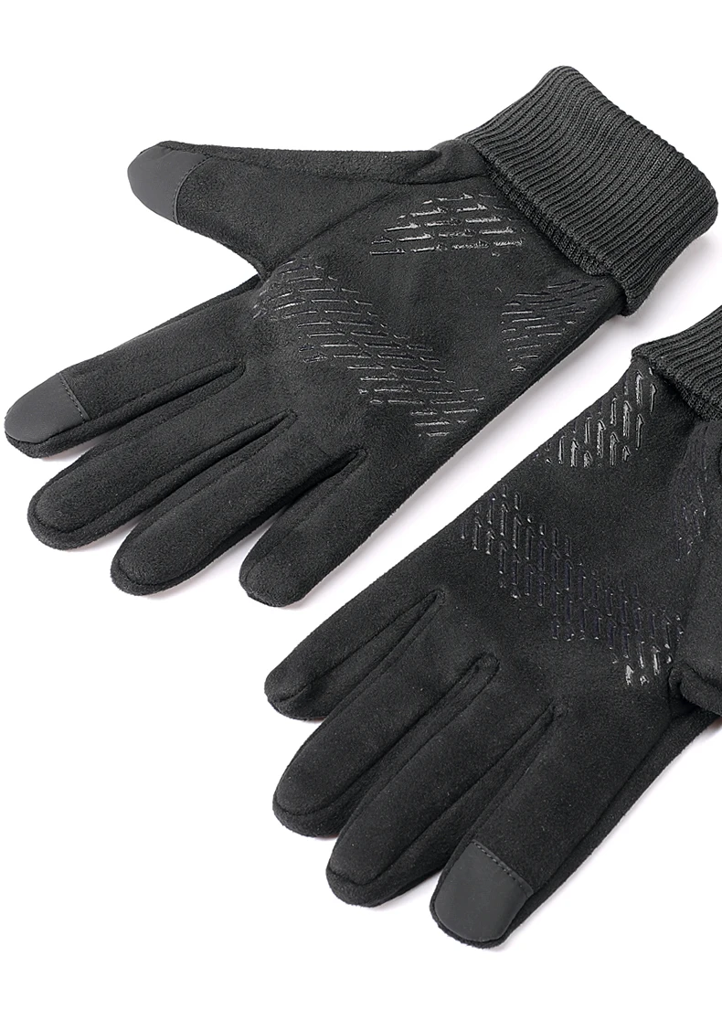 Kunst-Wildleder-Handschuhe für den Winter, weiche rutschfeste Fahrradhandschuhe, Wandern, Fahren, winddicht, Lieferung, Flip-Tops, gerippte Bündchen-Handschuhe – Detail 8