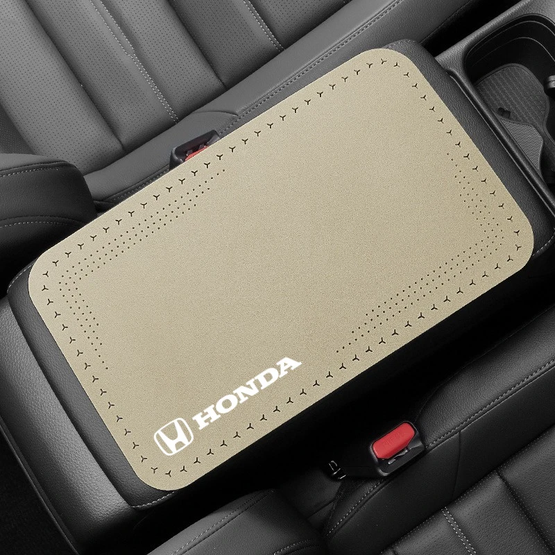 1PC Leather Car Armrest Pad Center Storage Box Cover Protector Mat For Honda Mugen Power Civic Accords CRV Hrv Jazz CBR VTEC VFR