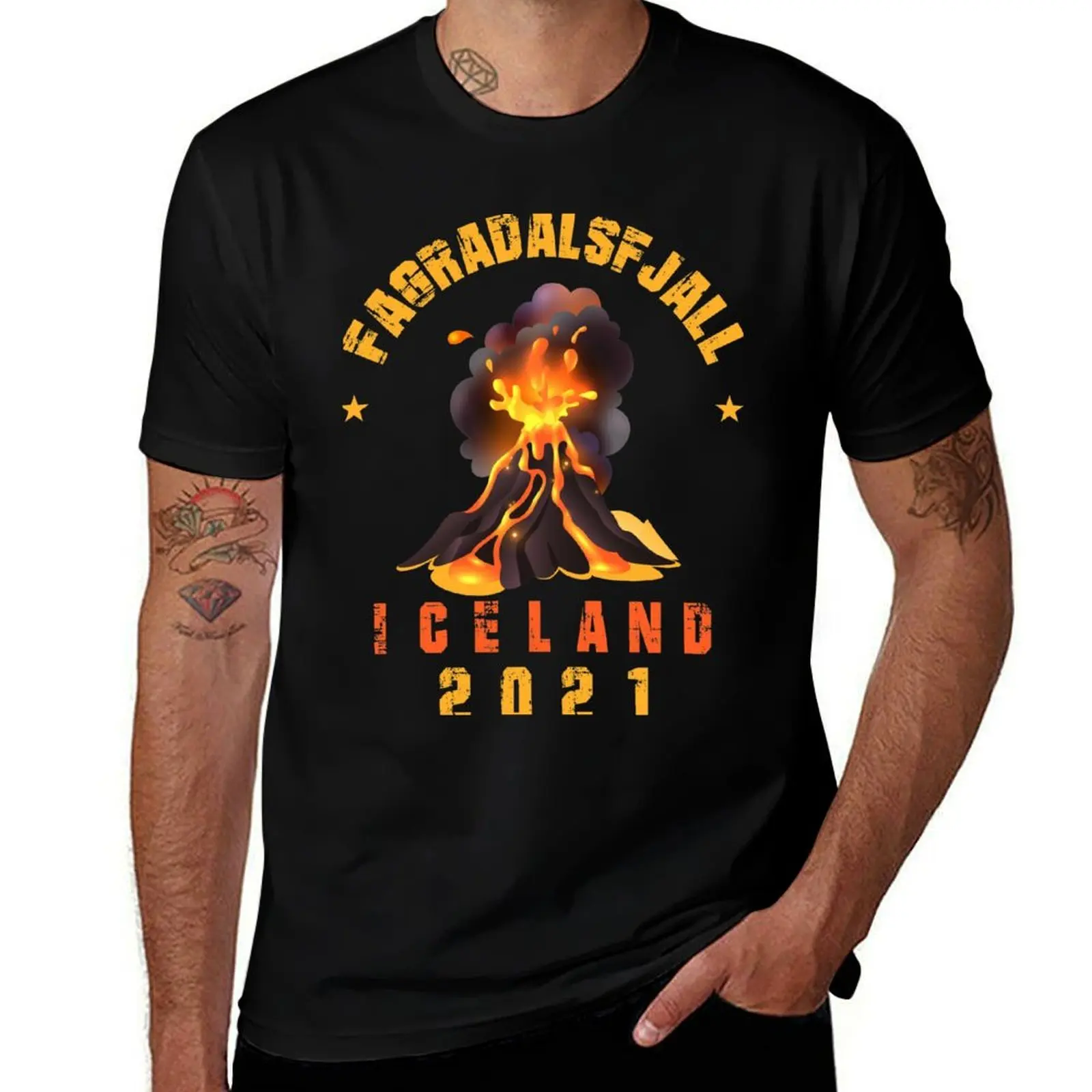 T-shirt décontracté d'été avec motif de l'éruption volcanique d'Islande 2021