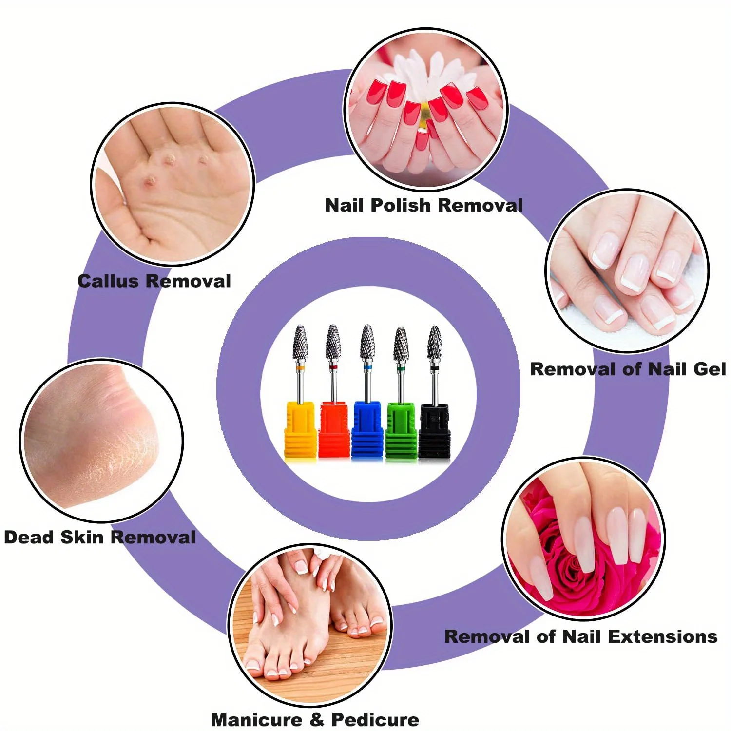 Hartmetall-Nagelbohrer, Zubehör für elektrische Maniküre-Bohrer, Gel-Entfernung, Polieren, Werkzeuge zur Nagelhautreinigung.