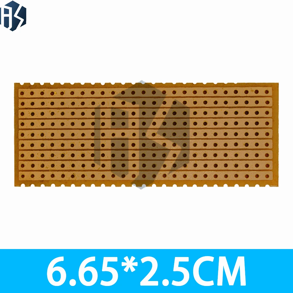 ‌Universal Matrix Prototype PCB Board – 25x64mm (2.5x6.4cm) Single-Row Continuous Plated Through-Holes, 2.54mm Pitch | FR4