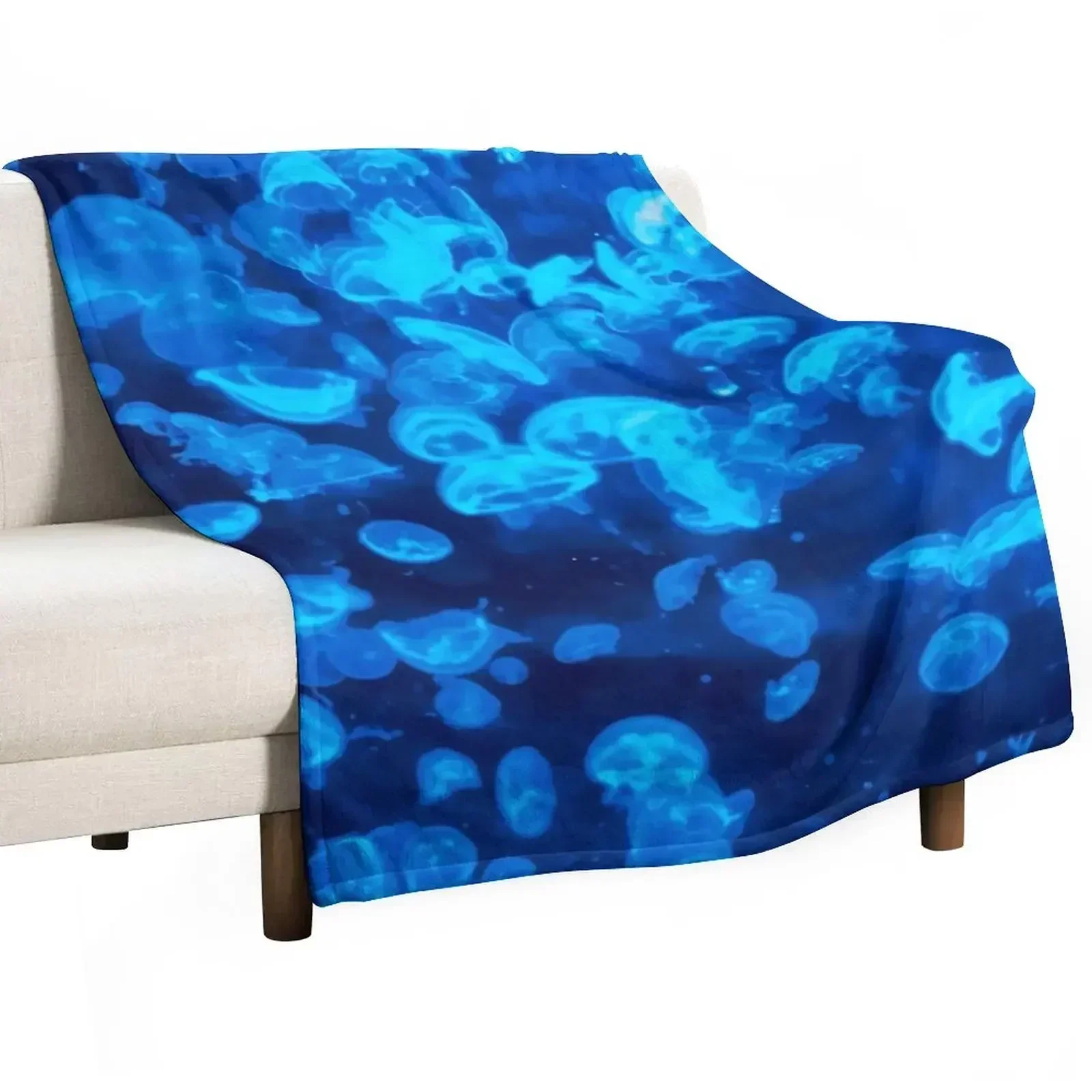 

Neon Jellyfish Throw Blanket Flannel Fabric Beautifuls Blankets