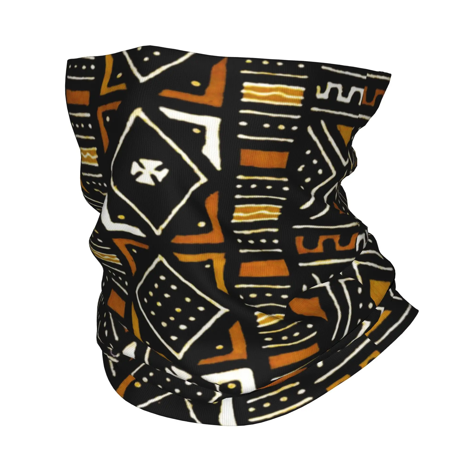 African Bogolan Neck Gaiter Women Men UV Face Shield Winter Africa Ethnic Tribal Art Bandana Scarf for Hiking