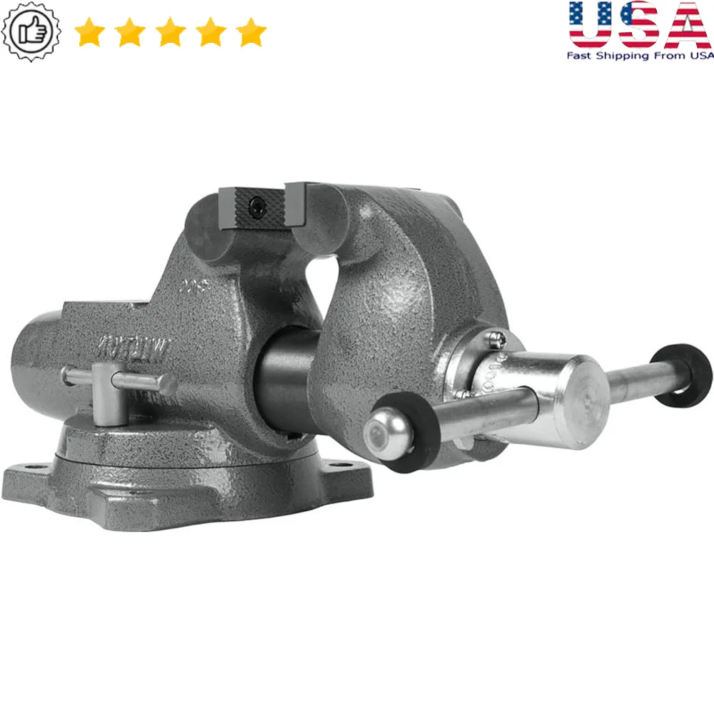 Heavy Duty Machinist Bench Vise 3 Inch Jaw Width Locking Swivel Base Hardened Steel Jaw Inserts Durable Cast Iron Construction