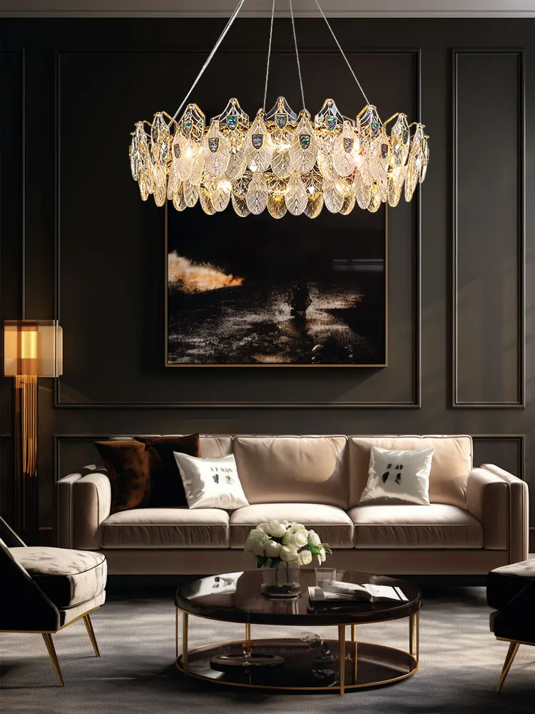 Transform Your Dinning Room With Our E14 LED Round Oval K9 Crystal Chandelier Elegant Peacock Design Dimming Function