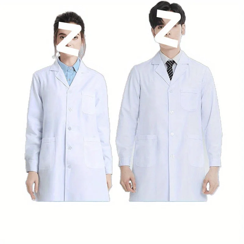 Bata de laboratorio blanca Unisex, uniforme médico Universal de manga larga, vestido de enfermera de manga corta con accesorios para mujer