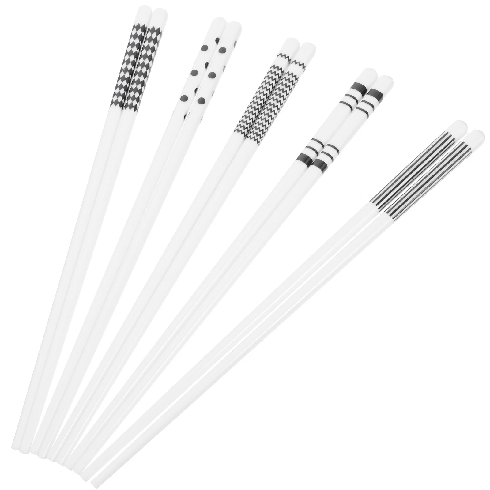 

5Pairs Ceramic Chopsticks Elegant Pattern Anti-Slip Decorative Multi-Function Reusable Dinner Chopsticks Compact Household Food