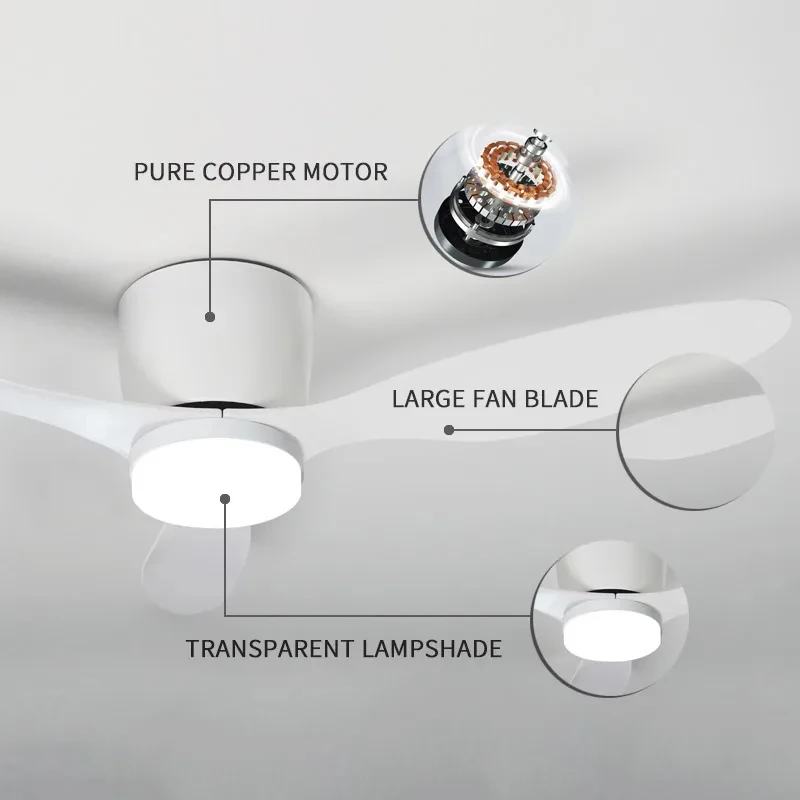 Imagem -03 - Ventilador de Teto Elétrico com Controle Remoto 2in 110v 220v Velocidades Piso Baixo Lâmpadas Led Modernas Luz dc Motor