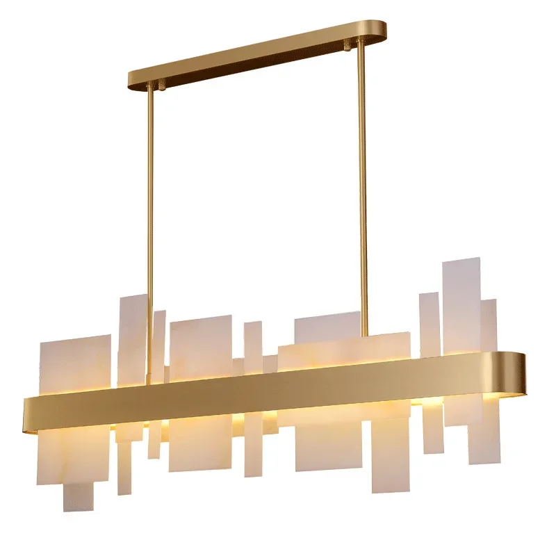 

Postmodern creative restaurant chandelier Nordic simple all-copper one-word chandelier