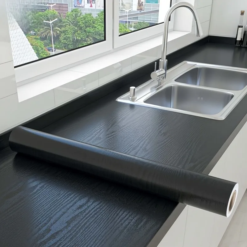 Self-adhesive Kitchen Wood Grain Stove Oil-proof Sticker Self-Adhesive Countertop Mats for Cabinet Doors Countertop Renovation