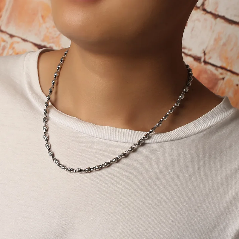 Sterling silver S925 Thai silver hip hop punk skull clavicle necklace men's trendy special-interest design personality