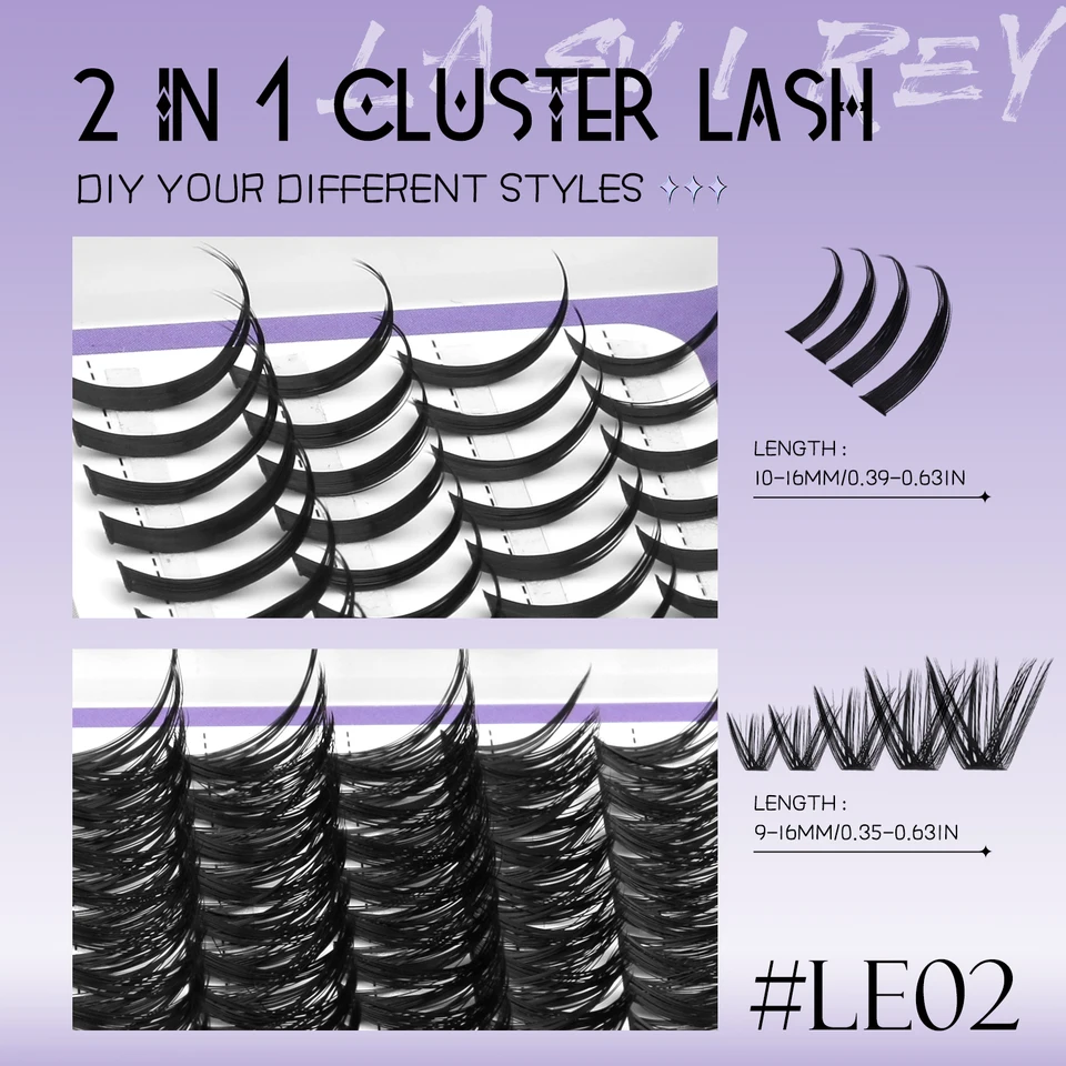 LASVIREY clusters esponjosos DIY, spiky, bandeja mixta, individuales, extensión natural, gruesas, visón sintético 4