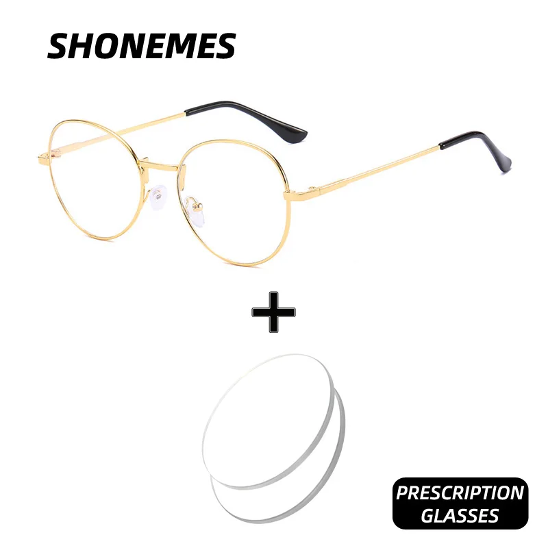 

SHONEMES круглые очки по рецепту, стильные женские и мужские очки в металлической оправе, оптические антисиние фотохромные очки для близорукости