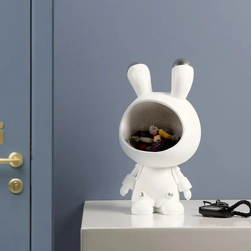 Big Mouth Space Rabbit Statue Storage Nordic Fruit Snacks Candy Porch Ornaments Home Living Room Decoration view 3