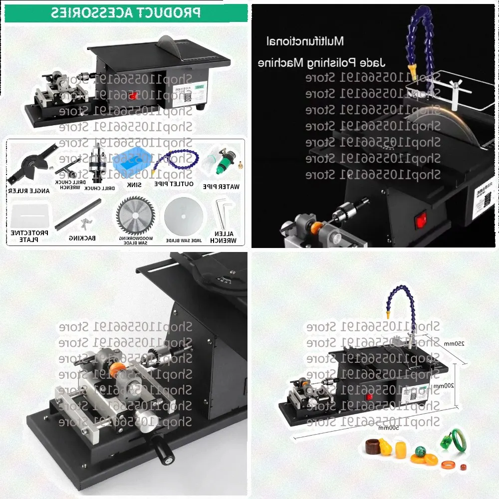 1850W Multifunction Table Saw Polishing Machine Gem Jade Cutting Carving Drilling Machine Round Bead Punching Machine 220V